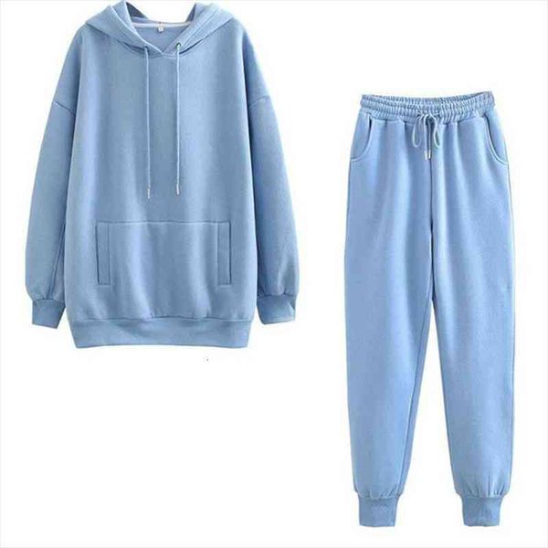 

tracksuits women two pieces set hooded oversized sweatshirt pants solid color hoodie suits autumn winter fleece y2k outfits, Gray