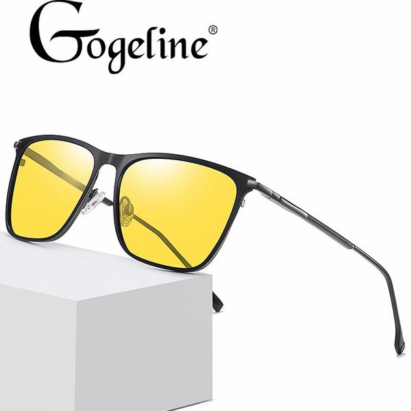 

designer fashion square polarized sunglasses men metal frame male fishing driving uv400 night vision, White;black