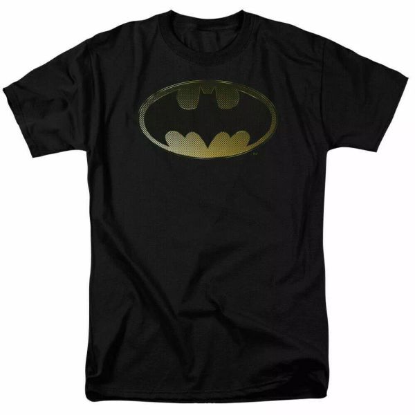 

batman halftone bat logo t shirt licensed comic book tee black, White;black
