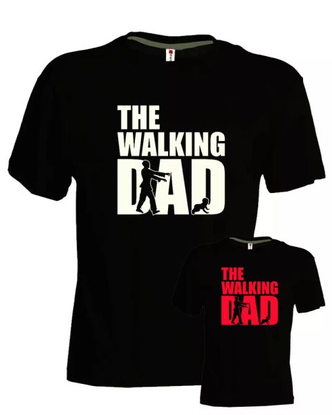 

dad t-shirt the walking dad dead nice gift cotton black printed man, White;black