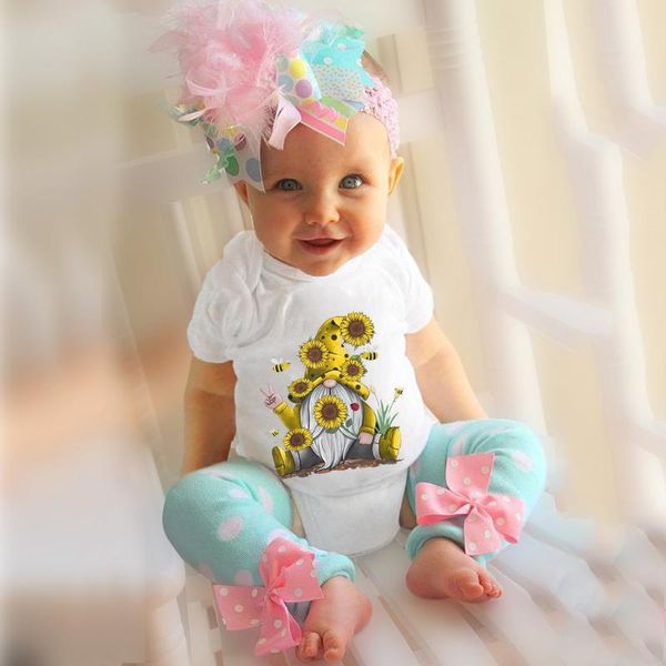 

summer romper casual clothes baby infant born girls boys gnome sunflower bodysuit rompers, Blue