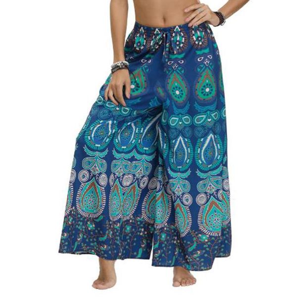 

women's pants & capris womens loose style wide leg hippy boho gypsy hippie dance skirts ethnic african printed trousers, Black;white