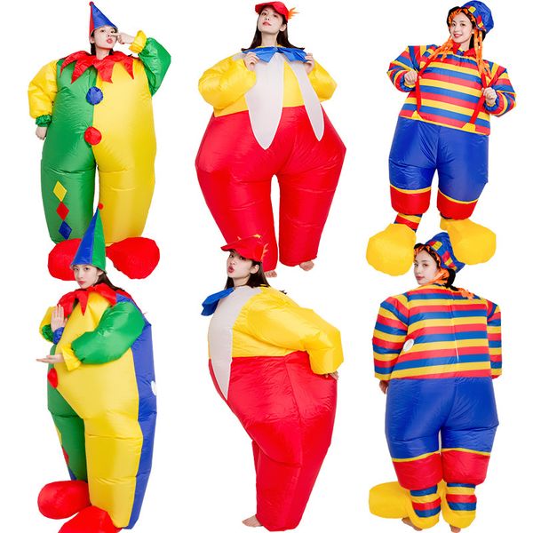 

mascot doll costume circus troup fat clown inflatable costumes halloween jumpsuit cartoon mascot doll party role play dress up outfit, Red;yellow