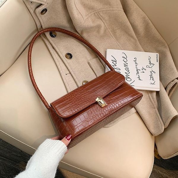 

evening bags vintage shoulder bag female pu leather solid color 2021 luxury tote fashion underarm casual travel for ladies