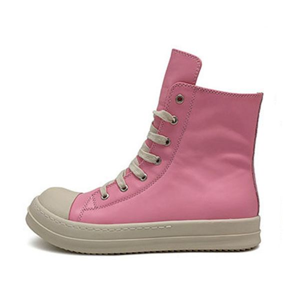 

women pink boots soft leather female casual shoes fashion high sneakers women p25t50, Black