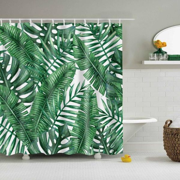 

shower curtains dafield tropical curtain forest plants artificial leaves palm trees bathroom print leaf