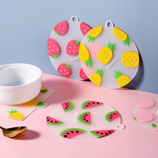 

mats & pads creative kitchen cute cartoon fruit placemat strawberry pineapple watermelon insulation anti- cup/ bowl mat silicone