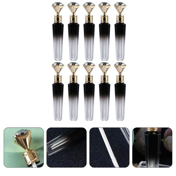

10pcs empty lip gloss tube diamond design wand tubes refillable bottle storage bottles & jars