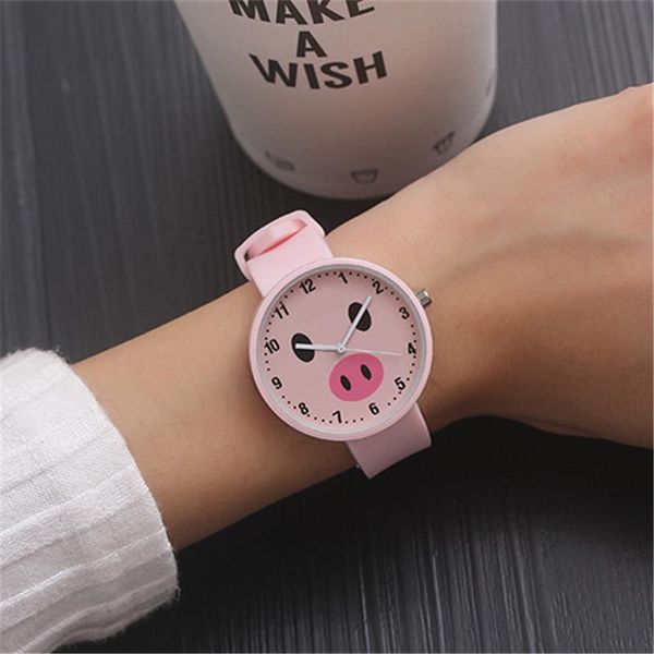 

wristwatches pink cute ladies watch animal watches women fashion casual clock leather band wristwatch simple quartz woman, Slivery;brown