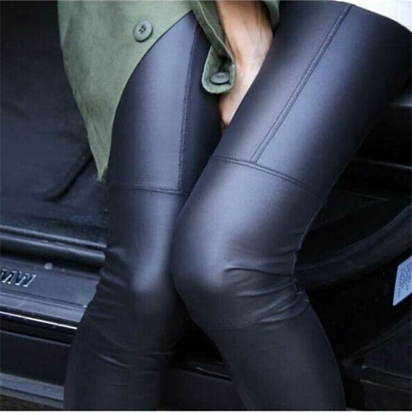 Mulheres sexy preto café modal leggings leggin plus size menina calças patente leggings 210522