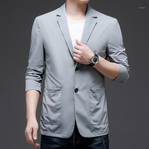 

women's suits & blazers summer thin milk silk sunscreen skin clothes casual suit men's handsome single layer slim coat, White;black