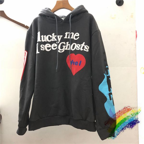 

hoodies streetwear kanye west hoodie lucky me i see ghosts men women sunday service sweatshirts pullover, Black