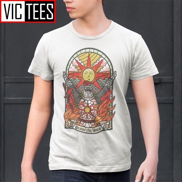 

men's dark souls 3 church of the sun t-shirt praise the sun youth tees cotton new t shirt fashion clothing 210319, White;black