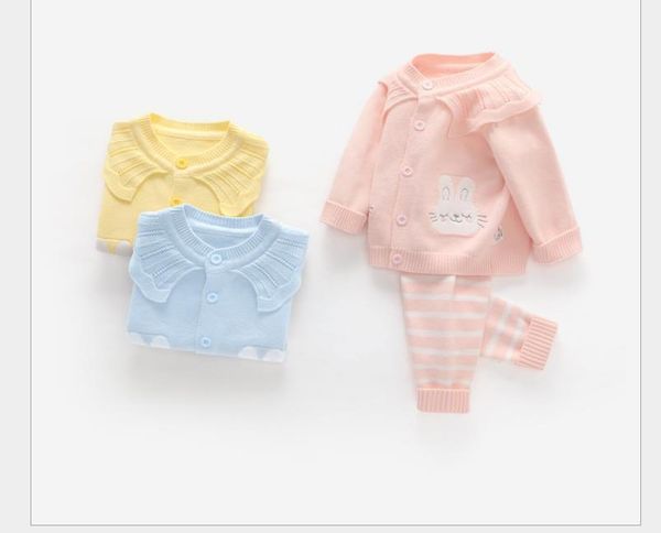 

pullover girl's lace trim pretty sweater set, Blue