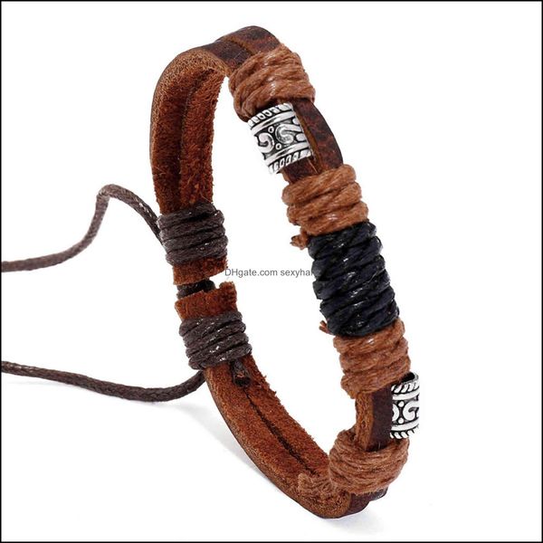 

charm bracelets jewelry bracelet fashion hand woven cowe simple pl adjustable leather drop delivery 2021 6oryw, Golden;silver