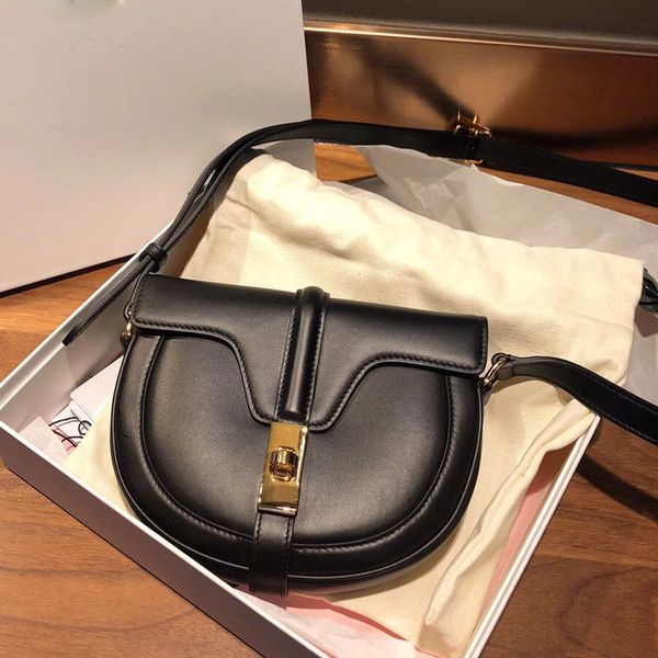 

75% off luxury handbag 2021 new leather shoulder half round saddle women's lock small square tide messenger bag cnsj