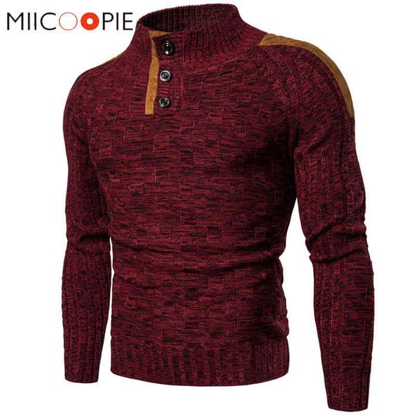 

autumn winter christmas sweater men pullover classic suede stitching coarse wool knitted casual mens turtleneck pull homme m-xxl, Black
