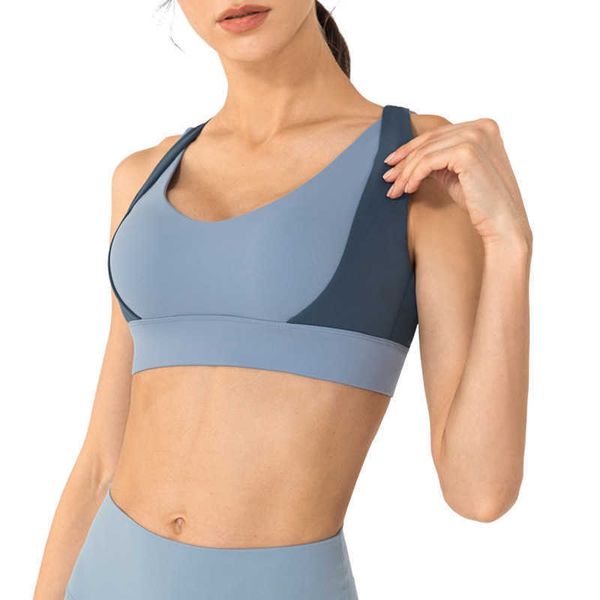 Intimo sportivo Canotte da yoga da donna Running Fitness Gilet da palestra patchwork antiurto Raccoglie reggiseno ad alta resistenza