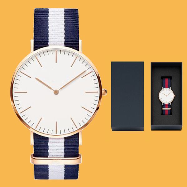

2-2mens watches ladies watch couple stainless steel dial simple designer sports fashion montre de luxe nylon strap 36mm40mm, Slivery;brown