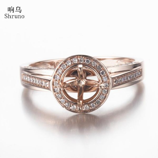 

cluster rings natural diamonds ring solid 14k white gold women trendy jewelry diamond engagement wedding semi mount setting fit round 6mm, Golden;silver