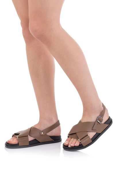 

sandals handmade genuine leather khaki women 's sandals-7306, Black