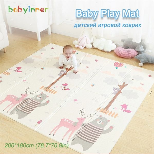 Babyinner 200 * 180см Baby Play Mat складной XPE Playmate Reversible Game Pad Foam Floor Carpet утолщенные водонепроницаемые дети RUG 210320