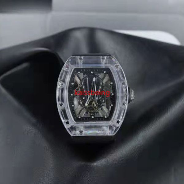 

2021 new arrival watch for men sports wristwatch transparent dial quartz watches silicone strap, Slivery;brown