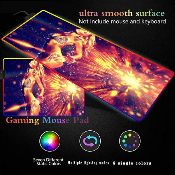 

mouse pads & wrist rests golden beauty anime pad mice glowing colorful mouse-pad rgb waterproof rubber base anti-slip table gamer gamin
