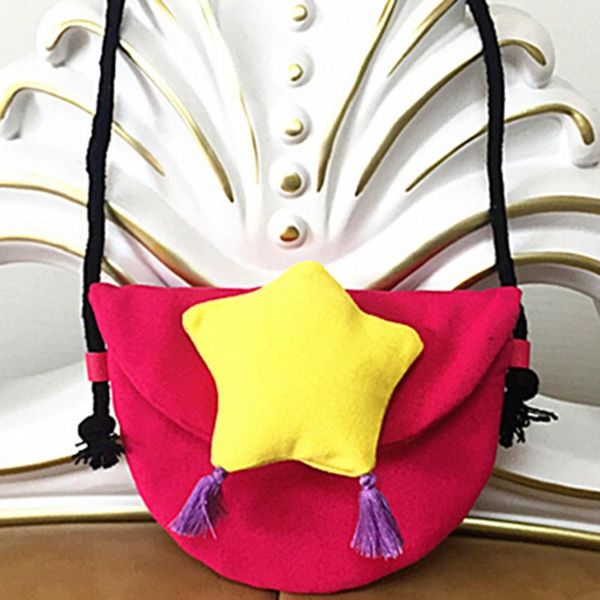 

purse small coin bag for little girls star change tassel handbag gift children, White