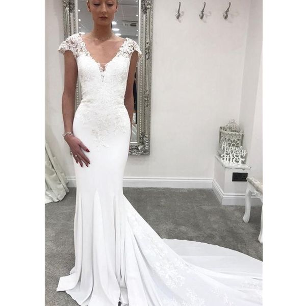 

vintage spaghetti strips mermaid slim wedding dress custom bridal gowns formal vestidos de marriage long garden, White