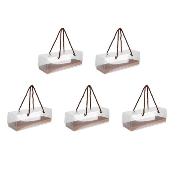

5pcs rectangular dessert boxes bakery portable packing cake case gift wrap