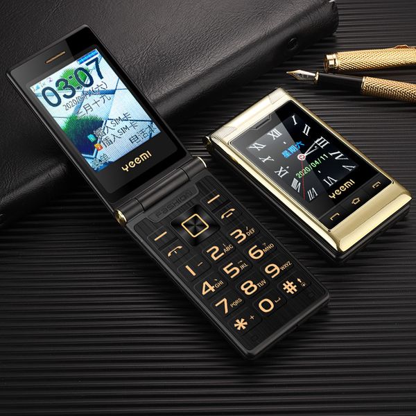 Çevirme Çift Çift Ekran Kıdemli Cep Telefonu SOS Hızlı Çağrı Dokunmatik Ekran El Yazısı Büyük Anahtar Klavye Yüksek Ses FM Cep Telefonu