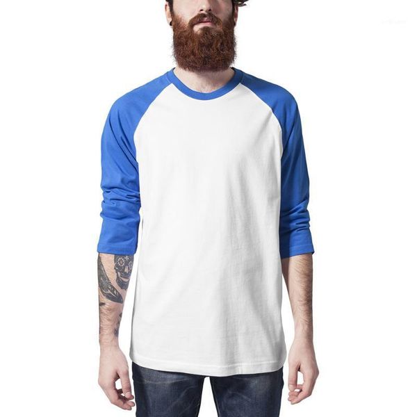 

men's t-shirts 2021 summer spring raglan jersey shirt man tees men o-neck cotton t-shirt casual 3/4 sleeve t, White;black