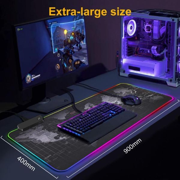 

luminous rgb led lights deskgaming mouse pad cushion computer accessory mice