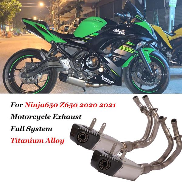 

motorcycle exhaust system full for er6f ninja650 z650 2021 titanium alloy front pipe link escape muffler db killer