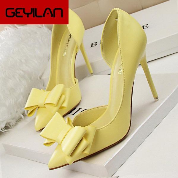

dress shoes women pumps butterfly-knot pu leather high heels wedding stiletto ladies zapatos mujer, Black