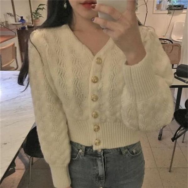 

tees coat with low v-fine streetwearfemme autumn women's knitted shirt cardigan, White