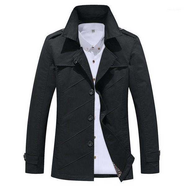 

men's trench coats spring autumn men mens windbreaker solid color jacket male single breasted lapel collar coat 3xl, Tan;black