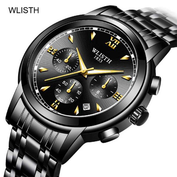 

wristwatches wlisth men's steel band business watch waterproof casual fashion six-hand calendar quartz, Slivery;brown
