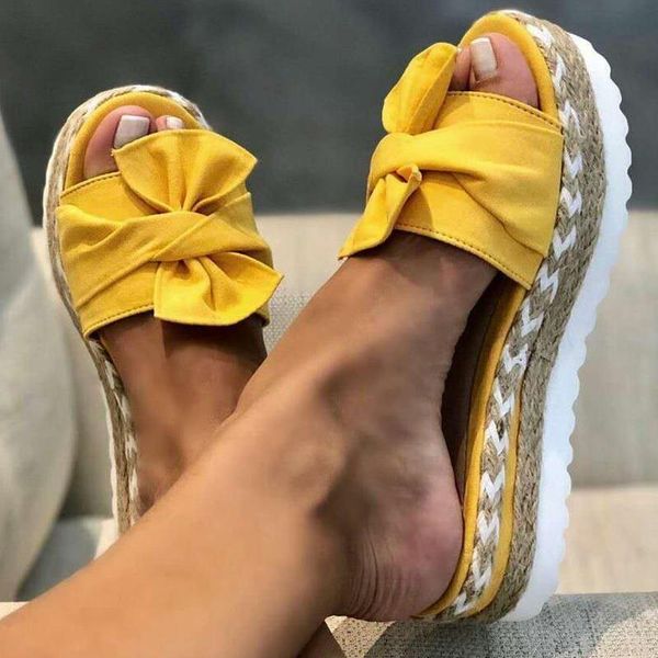 

sandals 2021 women summer woman shoes slip on bow flip flops beach slippers flat female non-slip wedge, Black