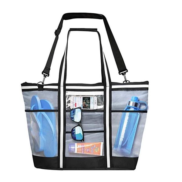 

evening bags summer ladies handbags fashion beach transparent shoulder bag multifunctional 9 pockets travel organizer mesh swimming