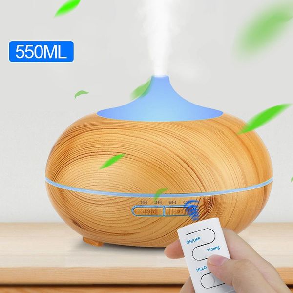 

550ml remote controel ectric humidifier ultrasonic air l usb aroma oil diffuser wood aromatherapy mist maker for home humidifiers