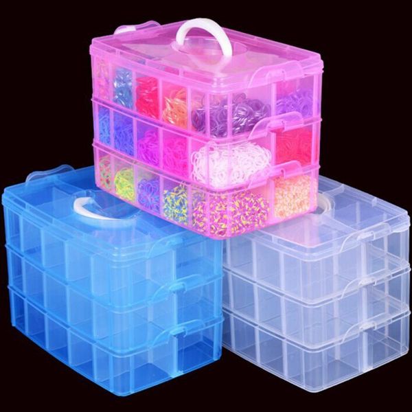 

storage boxes & bins candy color small size deskbox 3-layers detachable plastic transparent ornaments