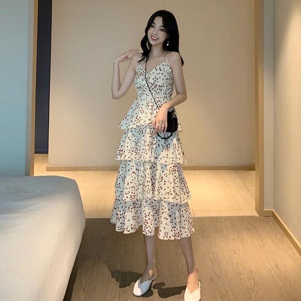 

casual dresses sweet girls cupcake sling dress for 2021 korean fashion trends club party clothing women high waisted prom camisole, Black;gray