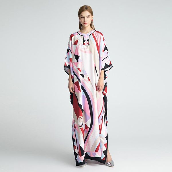 

casual dresses cross-border 2021 spring women's slim fit slimming lace-up printed dress middle east dubai robe, Black;gray