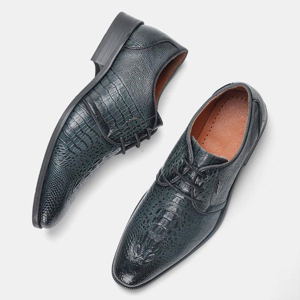 

genuine leather concise men business pointed black shoes breathable formal wedding basic dress fash
