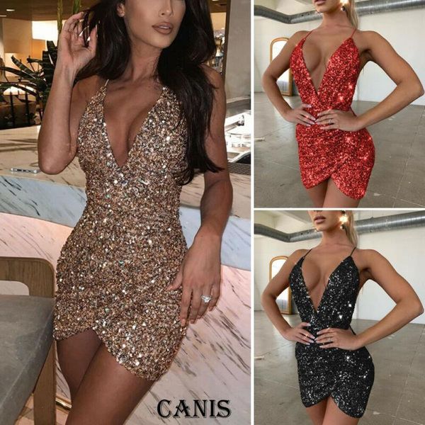 

women sequin v neck wrap mini dress ladies bodycon evening party casual dresses, Black;gray