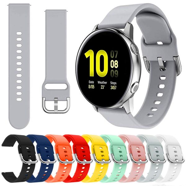 Pulseira pulseira de silicone 20mm para samsung galaxy relógios ativos sm-r500 huami amazfit engrenagem esporte ticwatch 2 substituição de bandas de relógio 22mm