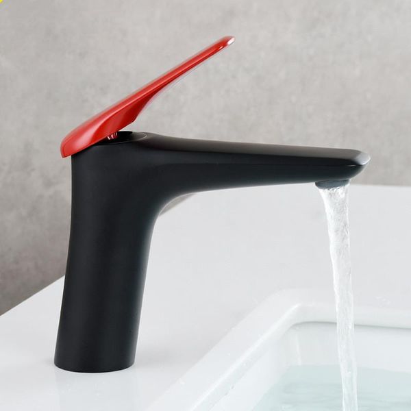 

bathroom sink faucets basin faucet luxury brushed gold single handle /cold taps brass deck mounted mixer black&red chrome grey