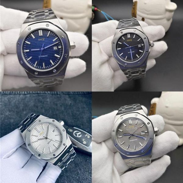 Saatı 2021 Klasik Erkekler İzle Paslanmaz Çelik Otomatik Mekanik Gümüş Gül Altın Mavi Siyah Kraliyet Safir Geri Oaks